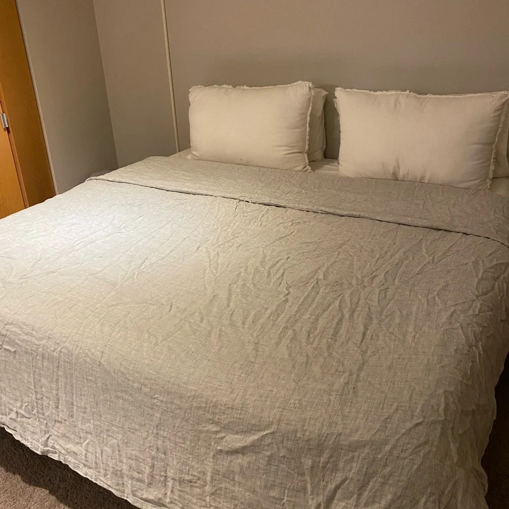 European Flax Linen Duvet Cover - Frost Grey
